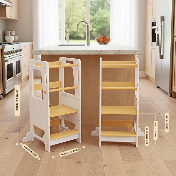 Lärande Torn, Justerbar Höjd, Halkfri Design,VIT