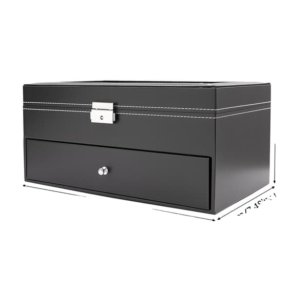 Klockförvaringslåda, Låsbart Design, 6 Klockfack,svart