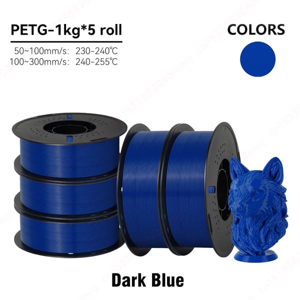 3D-skrivare Filament, PETG Material, 1,75 mm Diameter,5KG Mörkblå
