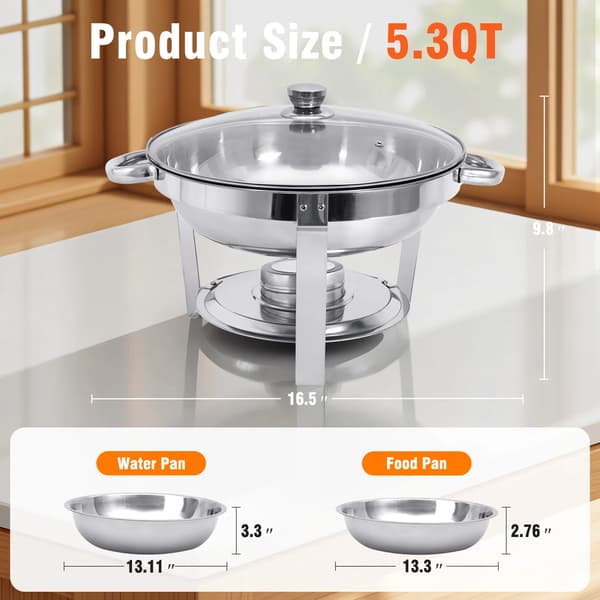 Chafing Dish, Rostfritt Stål, 5L Kapacitet,Glaslock, 4Pack