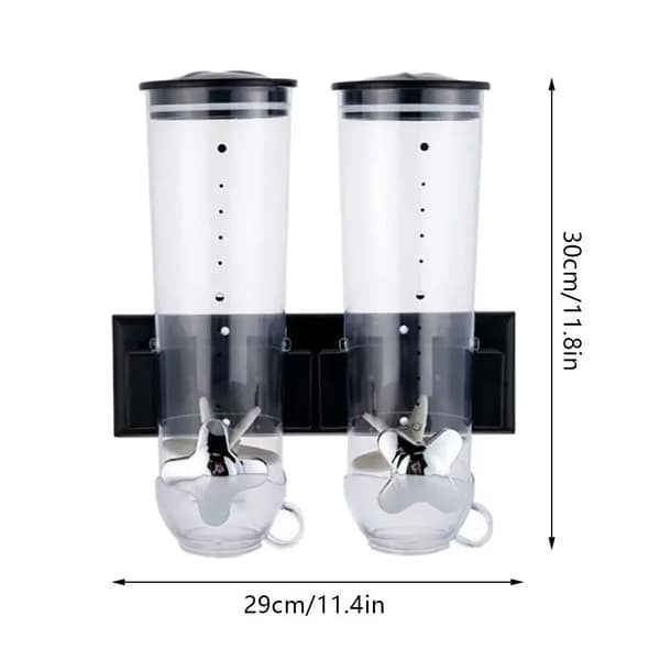 Cereal Dispenser, Vægmonteret, 3L Kapacitet,sort