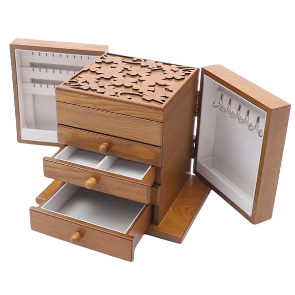Smykkeskrin, MDF-materiale, 30 x 20 x 25 cm, 4 skuffer, flere rum, elegant design