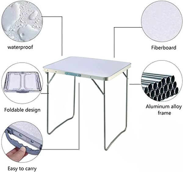 Foldbart Bord, Letvægts, Alsidig Design,80D x 60B x 69H cm