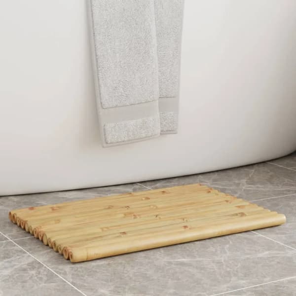 Badeværelsesmåtte, Bambusmateriale, Skridsikker Design,Mørk Khaki