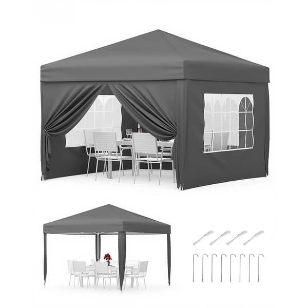 Pop Up - Gazebo, Vedenpitävä, UV-suoja,Harmaa, 3x3m-a