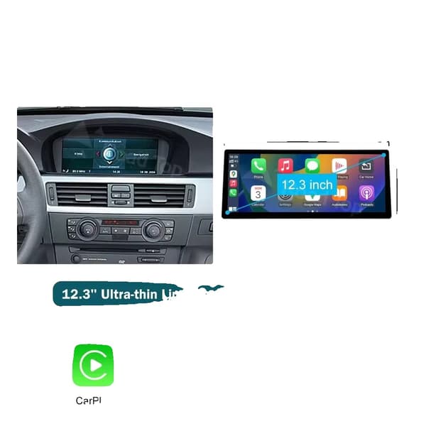 Carplay, højopløsningsskærm, smartphoneintegration, kompatibel med BMW 3/5 Serie E90/E91/E92/E93 E60 E61 E62,E90 CCC 12.3, Ingen-e