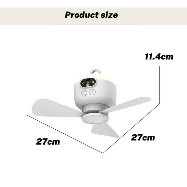 Loftventilator, 8000mAh Batteri, USB Genopladelig,EU, Hvid