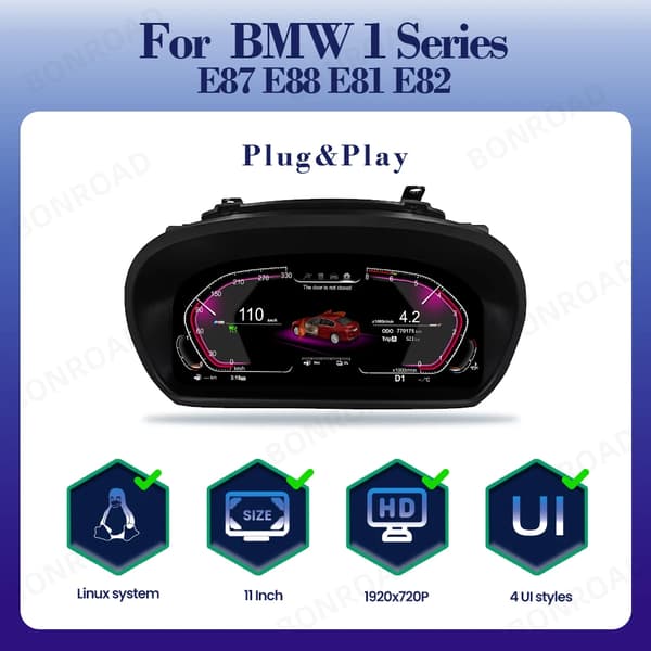 Digitalt Instrument Speedometer Cluster, Høj Opløsning Display, Køretøjs Kompatibilitet,E87 E88 E81 E82