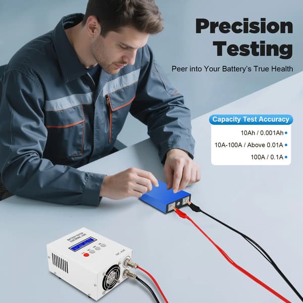 Batterikapacitetsanalysator, Digital LCD-skærm, Høj præcisionstest,Off White