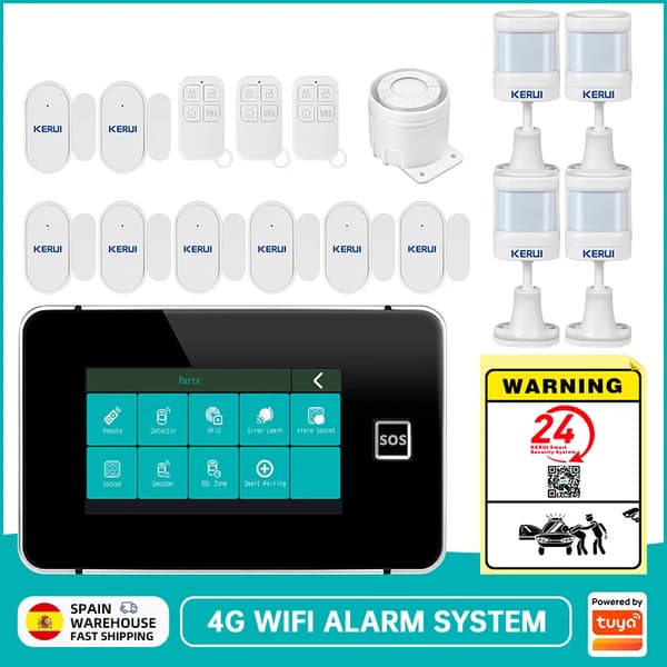 Alarm System, 4G og WIFI-forbindelse, Touch Screen Interface,EU Stik-a, 4G Alarm 4