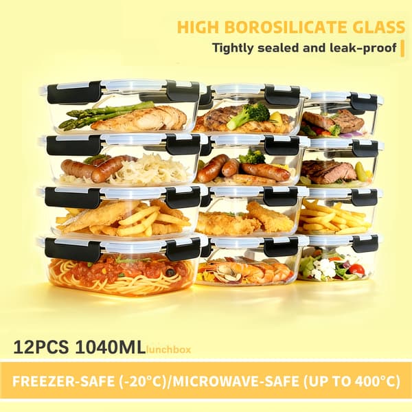 Matförvaringsbehållare, läckagesäker design, mikrovågssäker,12PCS