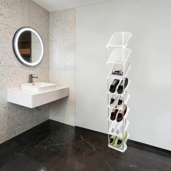 Sko Rack, Vertikal Pladsbesparende Design, Multi-Niveau Opbevaring,hvid farve