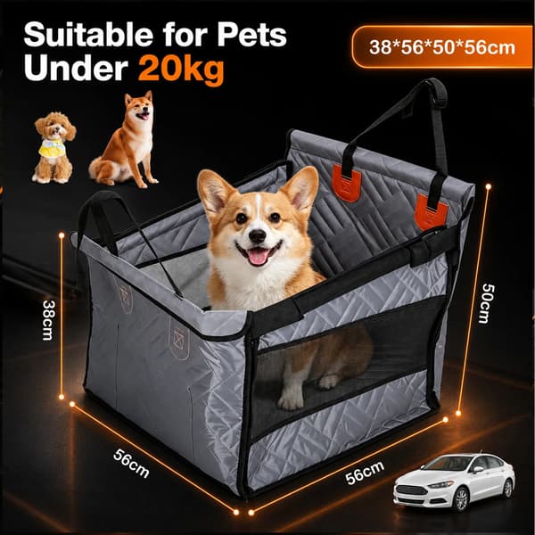 Hundebil sæde, skridsikker design, vandtæt polstring,Grå