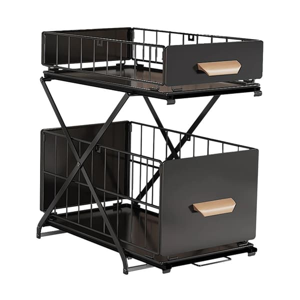 Diskorganisatör, utdragbar design, justerbar höjd,svart