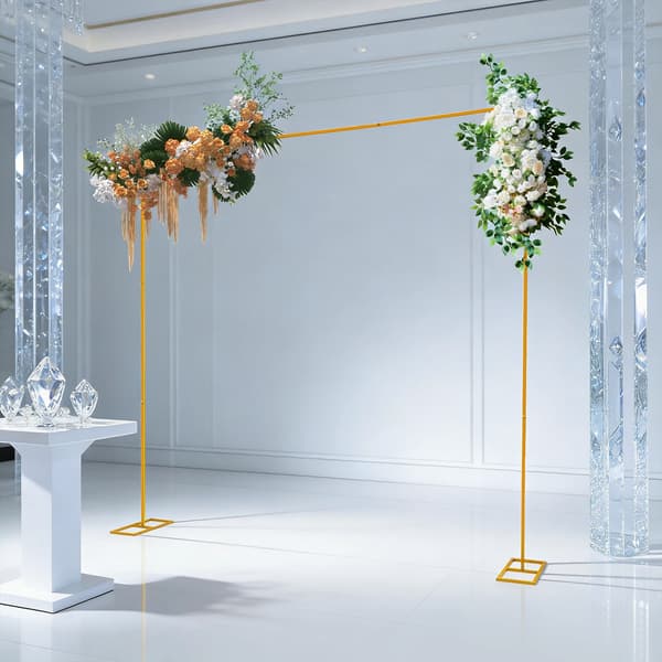 Bröllopsbåge, Justerbar Höjd, Hållbar Metallställning,Senapsgul, M