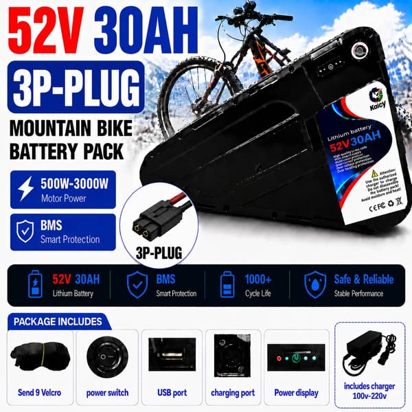 Ebike-batteri, 40AH kapacitet, vattentät hård låda,52V-3P-plugg-30AH