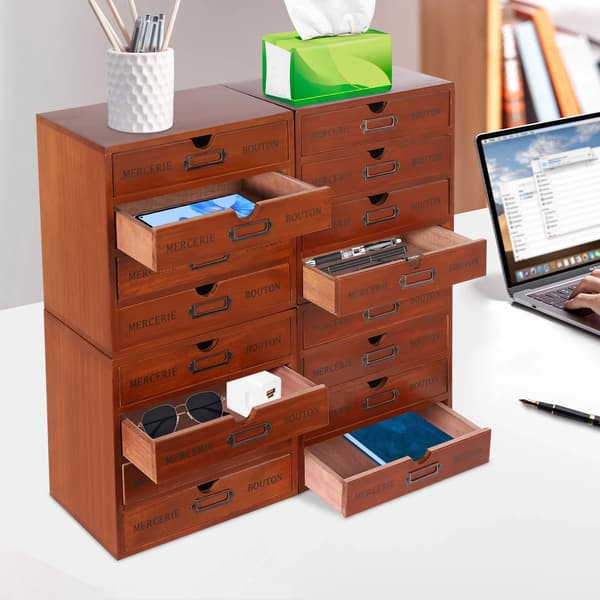 Skuffeorganisator, 16 Rum, Robust Trædesign,Brun