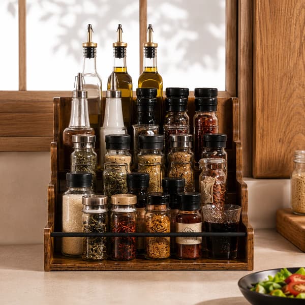 Display Rack, Rustik Design, Multi-Tier Opbevaring,Brun, 4-lags