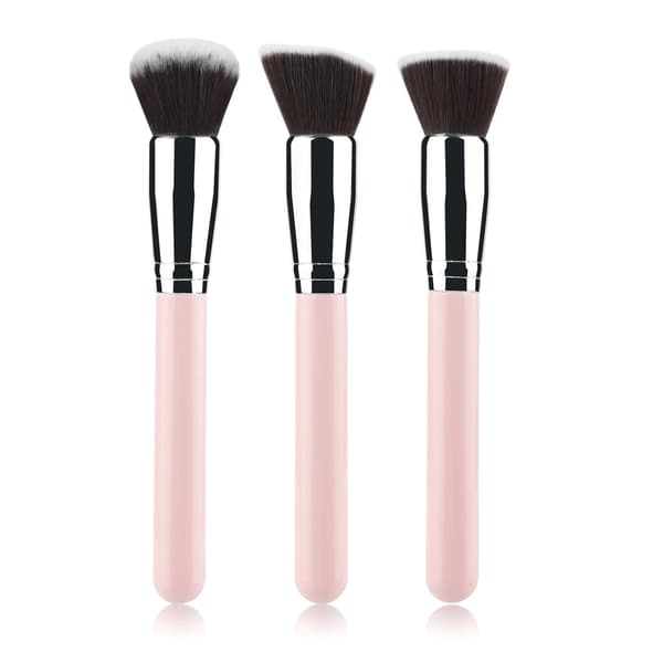 Makeupborstsats, Högkvalitativa Material, Mångsidiga Tillämpningar,3st Rosa