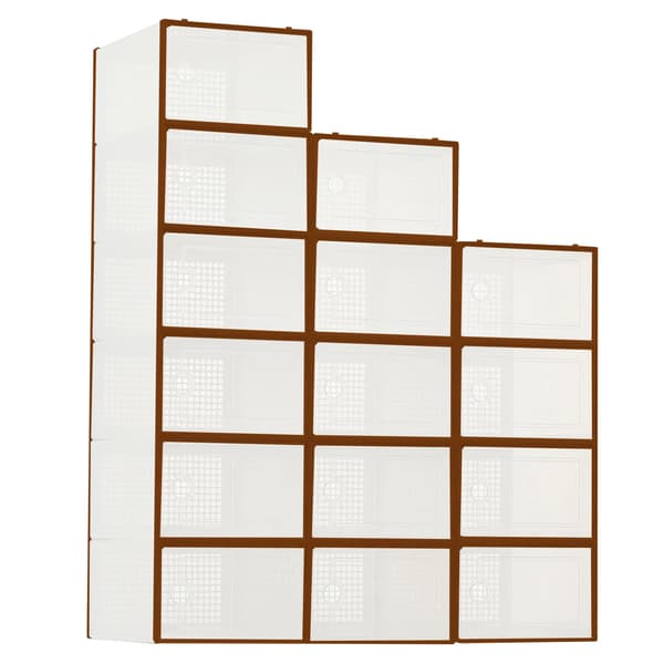 Skoopbevaringskasser, Stabelbart Design, Nem Samling,Brun 15Pcs
