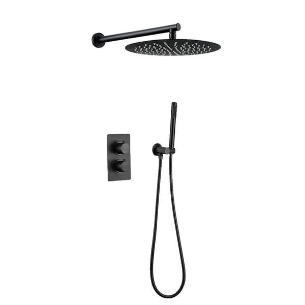 Brusearmatur Sæt, Moderne Design, To Udsugningssystemer,8 tommer, Matte Sort
