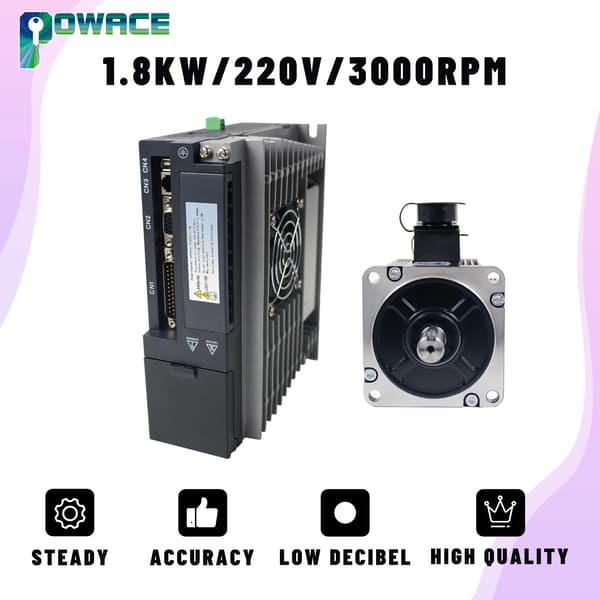 AC Servomotor, 1,8 kW, 3000 RPM, 220 V, 18 A, 17-bit Magnetisk Encoder