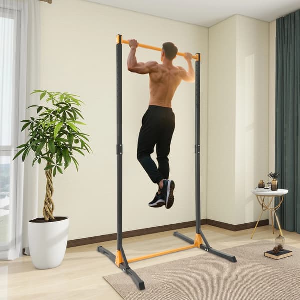 Pull-Up Station, Justerbar Højde, Holdbar Stål Konstruktion,Sort og Gul