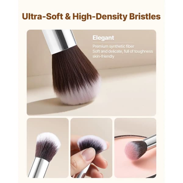 Makeupbørstesæt, 15-delt samling, ergonomisk design,15 Stykker