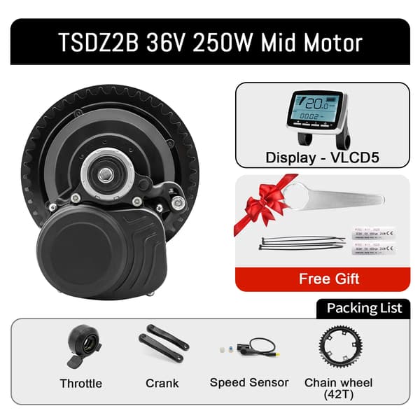 Mid Drive Motor, 4 Køretilstande, Nem Installation,Ingen batteri, 36V 250W VLCD5