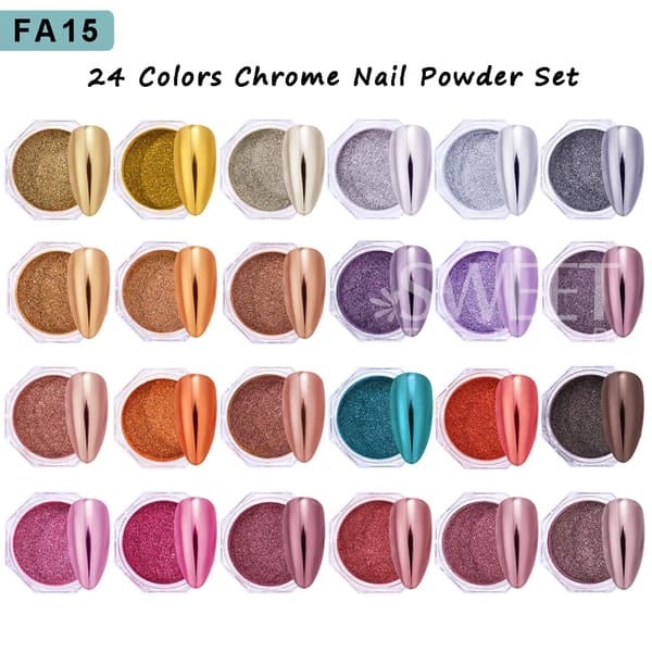 Nagelpulver Set, Holografisk Effekt, Enkel Applicering,FA15