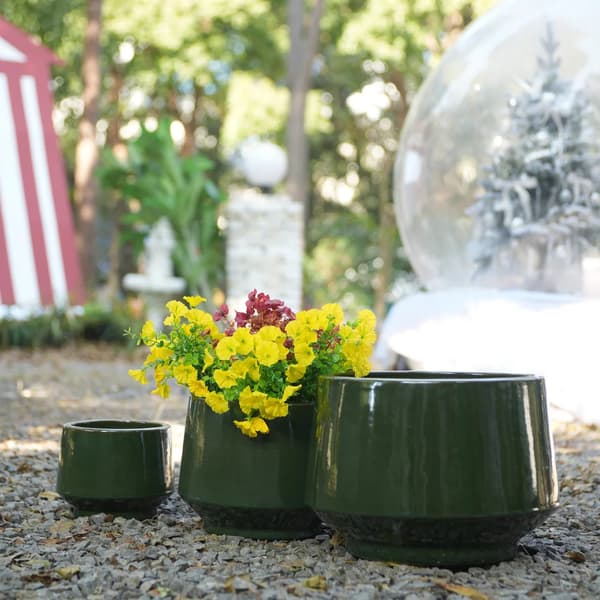 Planter, Holdbar Keramik, Moderne Design,Antik Grøn-3stk