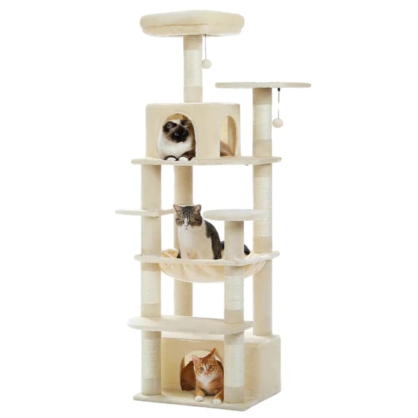 Kattetårn, Multi-niveau Design, Rummelige Lejligheder,164cm Beige