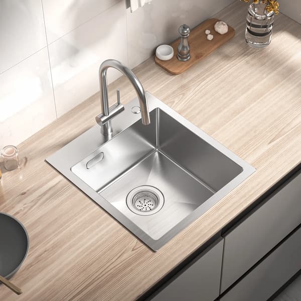 Køkkenvask, Rustfrit Stål 304, Enkelt Skål Design,Lys Sølv