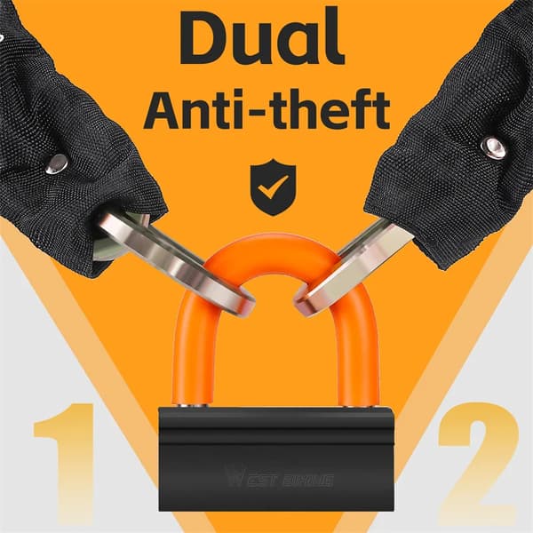 Kædelås, Tungt Stål, U-Lås Design,Sort