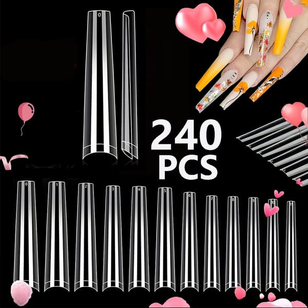 Falska naglar, mandelform, 240 stycken,armégrön
