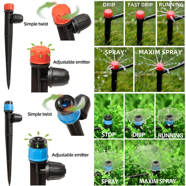 Droppbevattningssystem, Justerbara droppar, Vatteneffektiv design,60M KIT