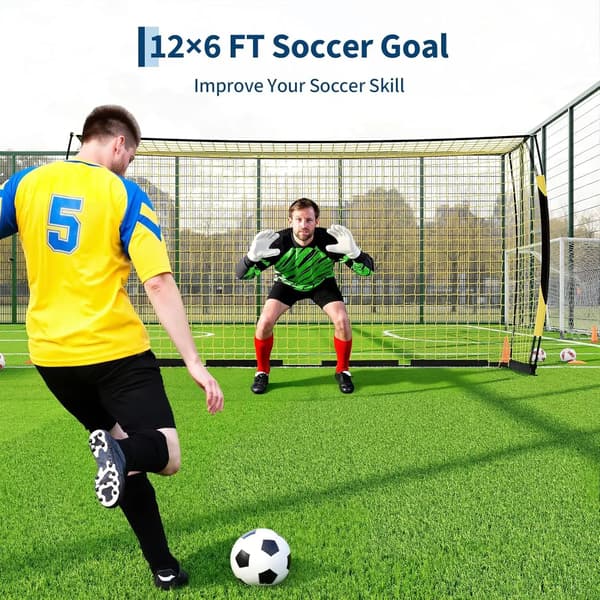 Fodboldmål, Robust Stålramme, Holdbart PE-Net, 3,6m x 1,8m Dimensioner, Bærbart Design, Hurtig Samling