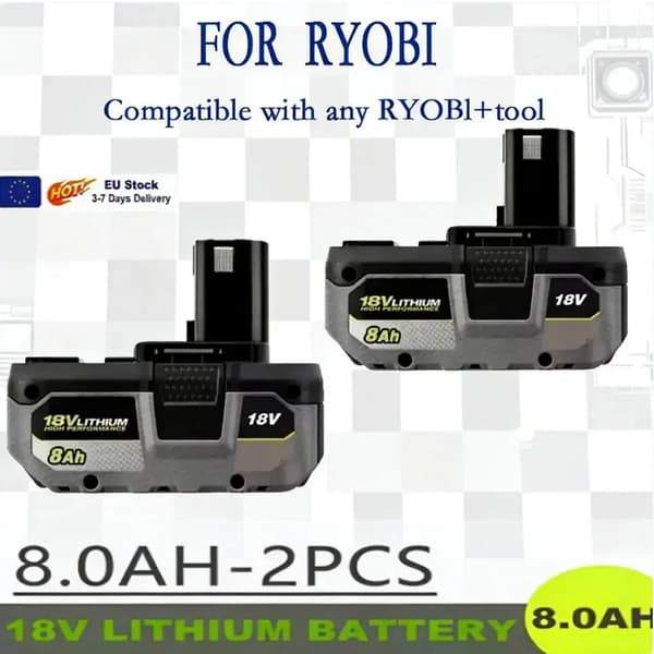 Litiumjonbatteri, 8000mAh kapacitet, 18V kompatibilitet,8.0Ah-2pcs