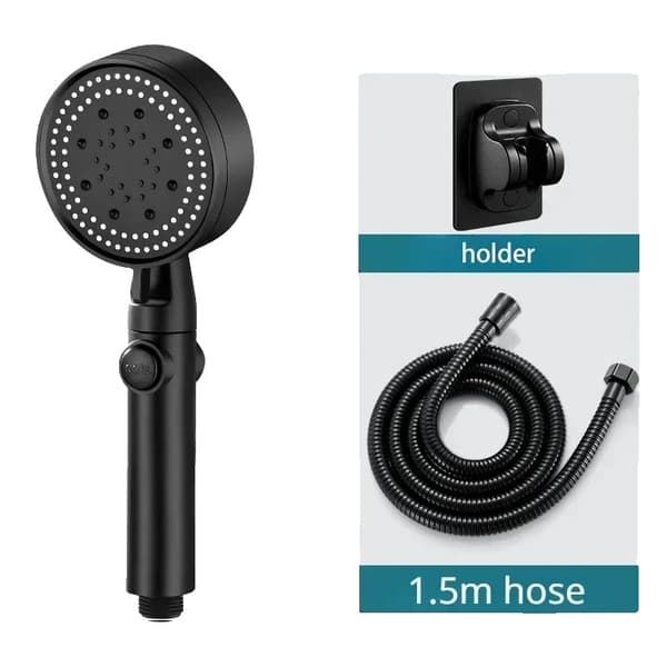 Bruserhoved, Justerbart Design, Vandbesparende Funktion,Sort 3PCS SÆT
