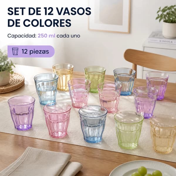 Plastikkopper, Stabelbar Design, Skridsikker Greb,12 Pcs