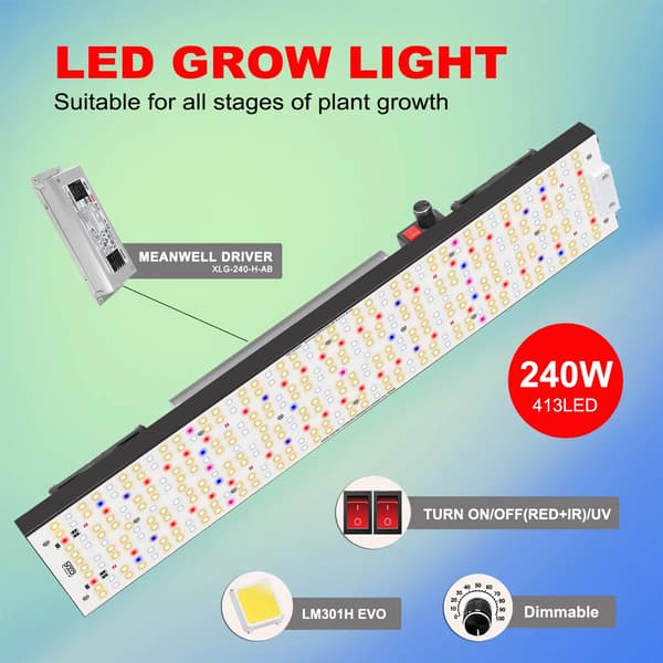 LED Vækstlampe, Fuldspektrum, Dæmpbar,240W