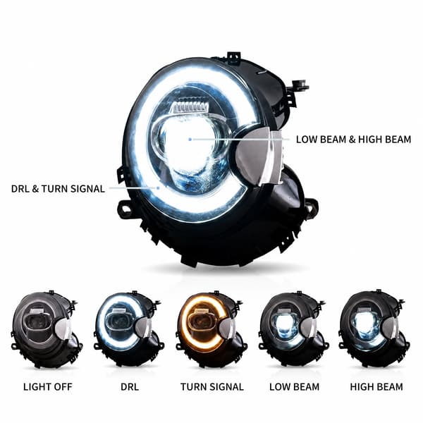 LED-forlygter, Dual Beam Projektor, Sekventiel Blinklys,