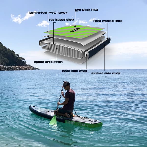 Stand Up Paddle Board, Letvægtsdesign, Komplet Tilbehørssæt,fluorescerende grøn