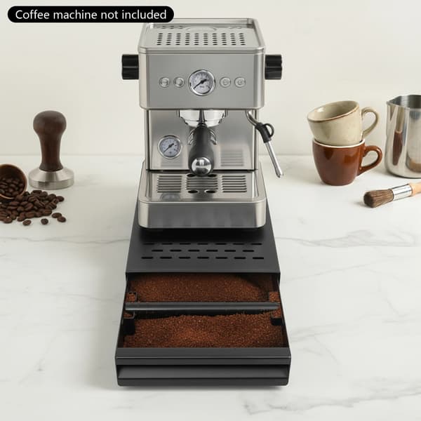 Kaffesump Knock Box, Skuffedesign, Anti-Skrid Bund,sort