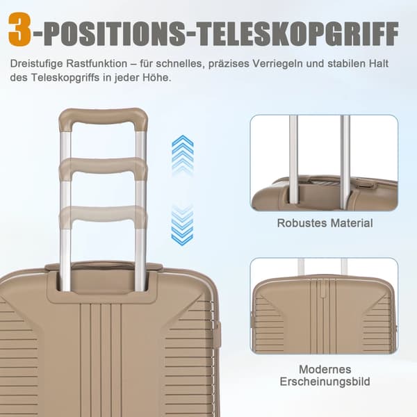 Bagageset, inbyggt lås, hållbart material,Khaki