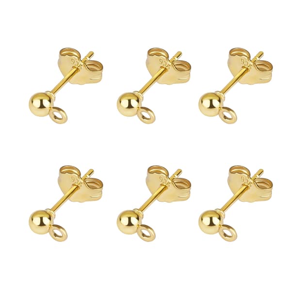 Øreringe, 925 Sølv Rustfrit Stål, 50 Stykker Pakke,B-3mm Guld