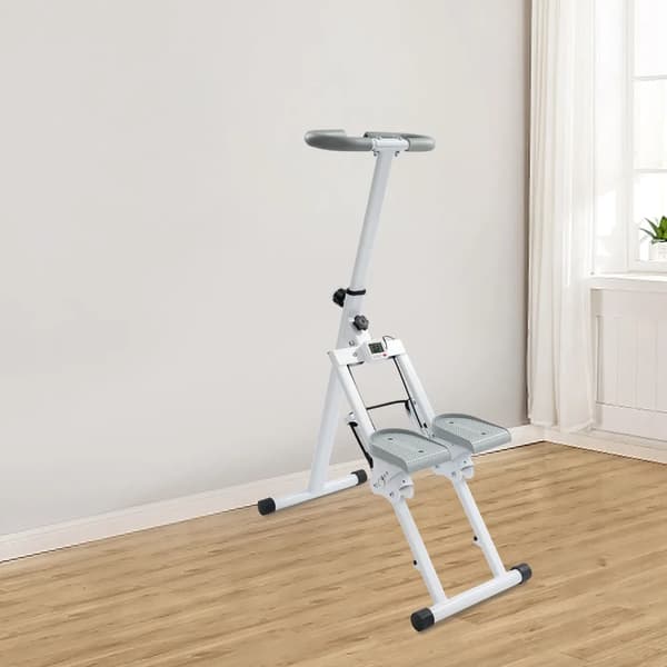 Trappstegstränare, Fällbar Design, Justerbara Pedalvinklar,VIT