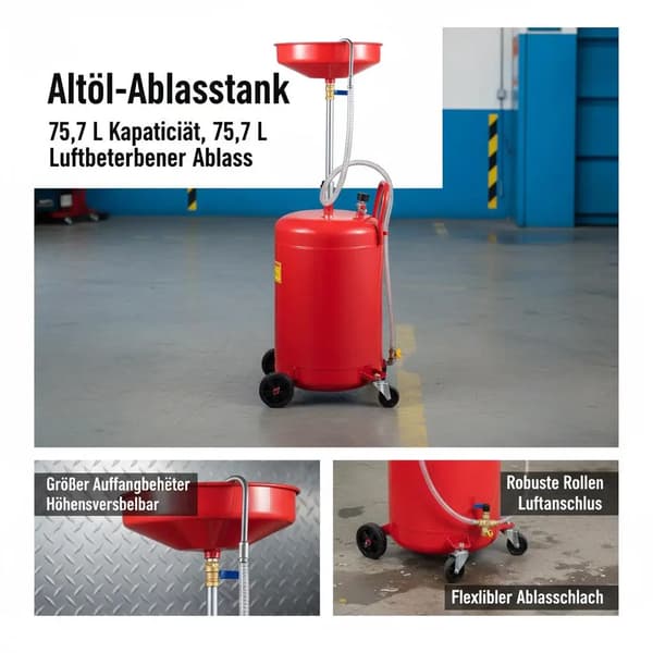 Oljedräneringstank, 80L kapacitet, bärbar design, armégrön