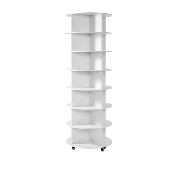 Sko Rack, 360° Drejelig Design, Pladsbesparende Opbevaring,B 7 Hylder Hvid