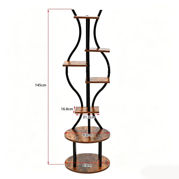 Växtställ, 7-lagers design, robust konstruktion,brun